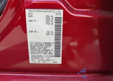 2019 Nissan Altima 2.5 Sv z USA, uszkodzony, nr VIN 1N4BL4DV6KC121300